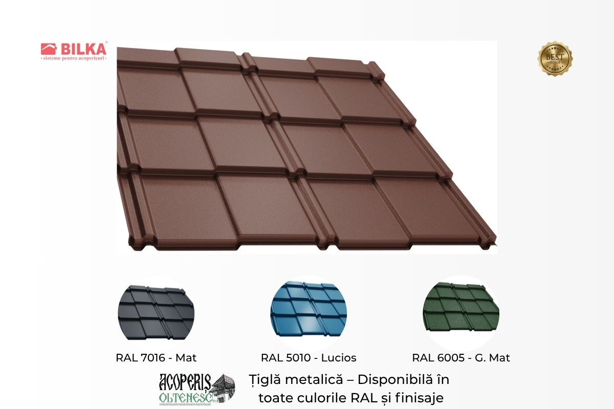 Țiglă metalică Bilka Britanic – panou profilat, detaliu ondule