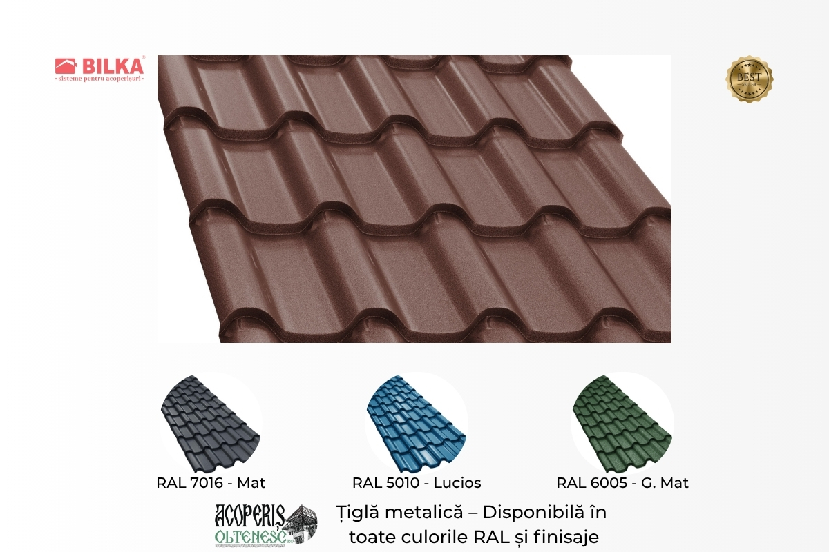 Țiglă metalică Bilka Romanic – detaliu profil panou