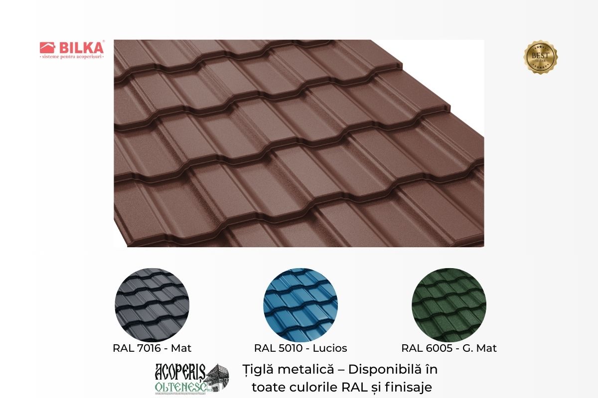 Țiglă metalică Bilka Adriatic – montaj pe șipci, aliniere panouri”